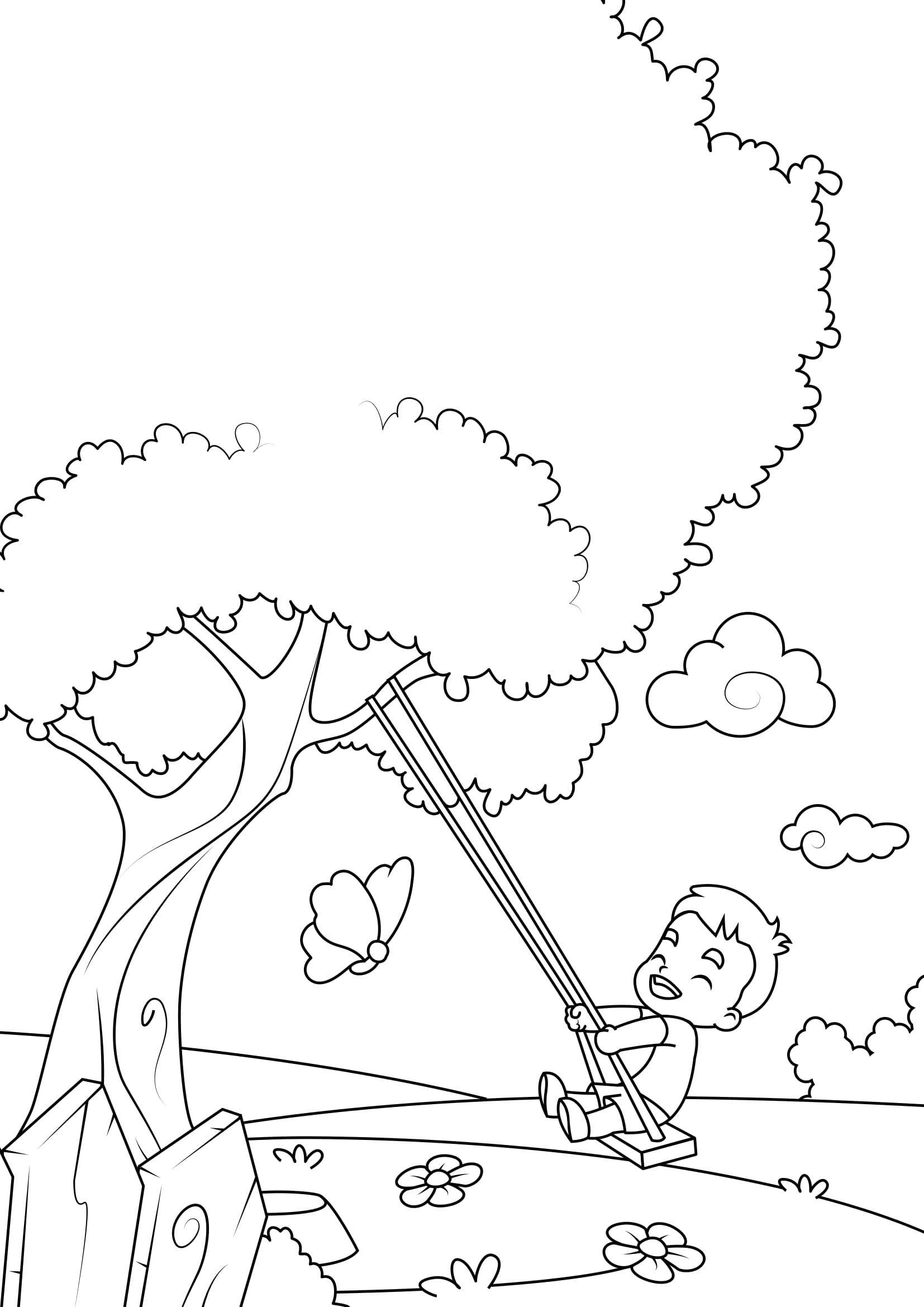 primavera, A¡rbol oscilante Dibujo para colorear primavera, A¡rbol oscilante