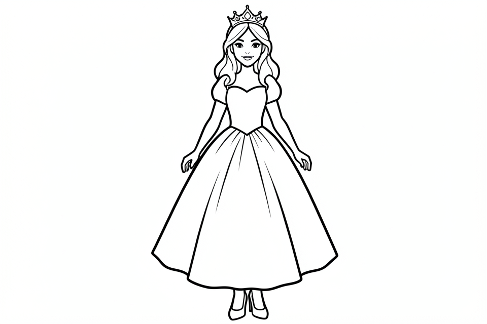 princesa con una pequena corona Dibujo para colorear princesa con una pequena corona