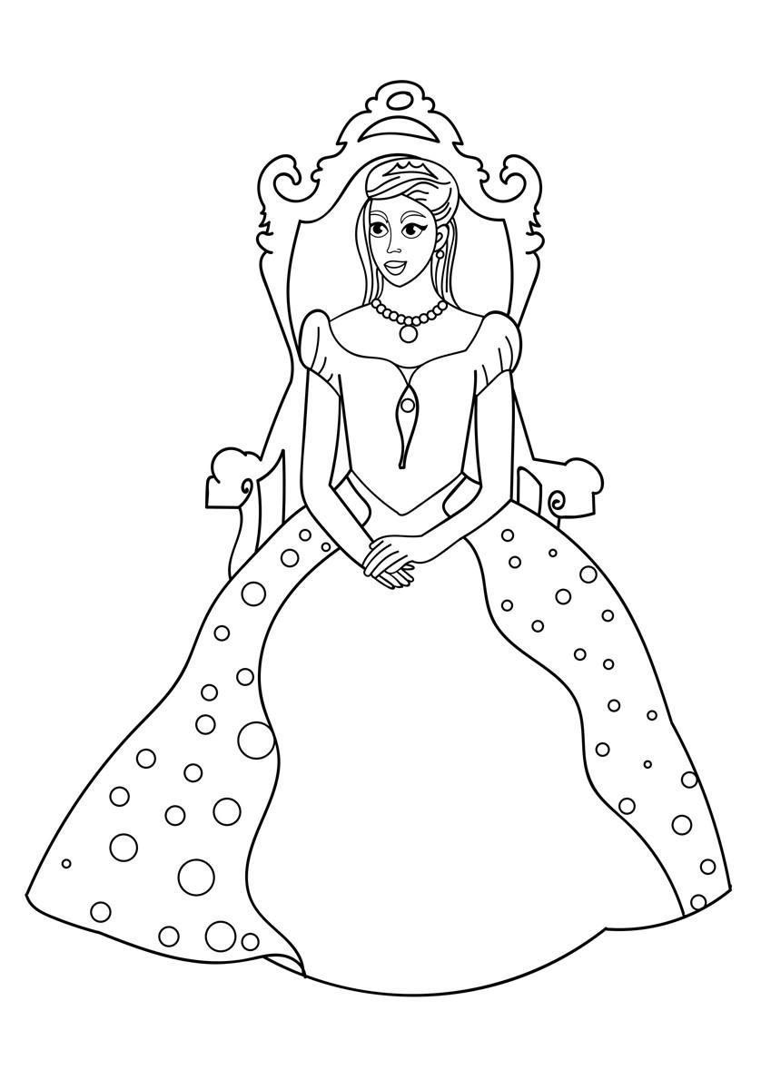 princesa en el trono Dibujo para colorear princesa en el trono