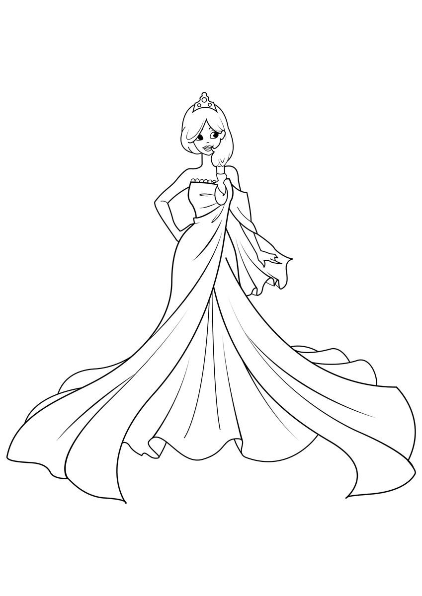 princesa en la fiesta Dibujo para colorear princesa en la fiesta