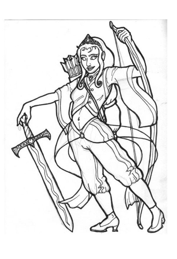 princesa mellia arquera Dibujo para colorear princesa mellia arquera