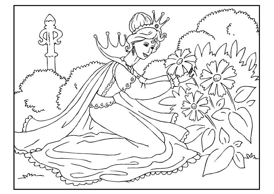 princesa recoge flores Dibujo para colorear princesa recoge flores