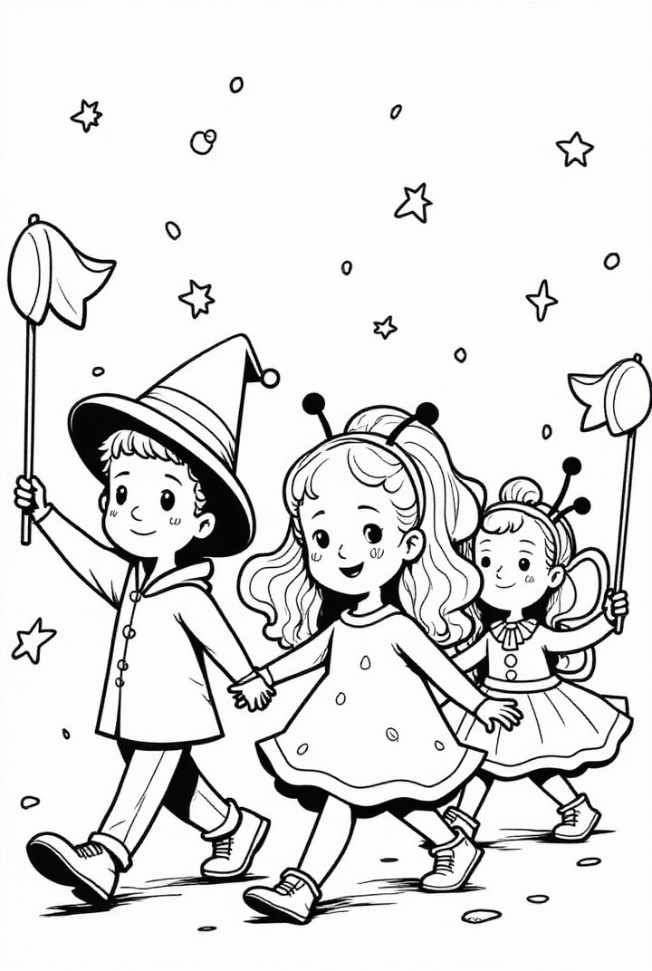 procesiA³n de carnaval Dibujo para colorear procesiA³n de carnaval
