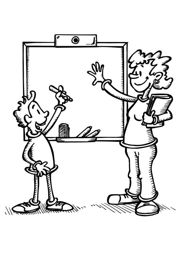 profesor y alumno Dibujo para colorear profesor y alumno