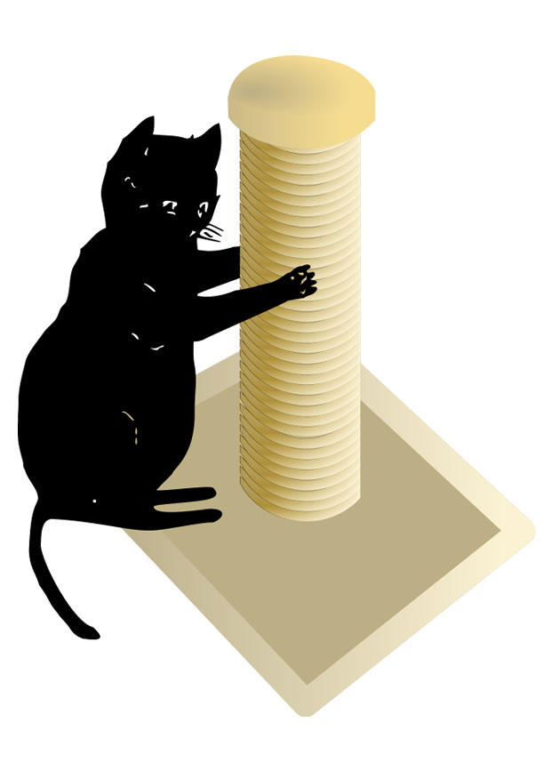 Dibujo para colorear rascador con gato