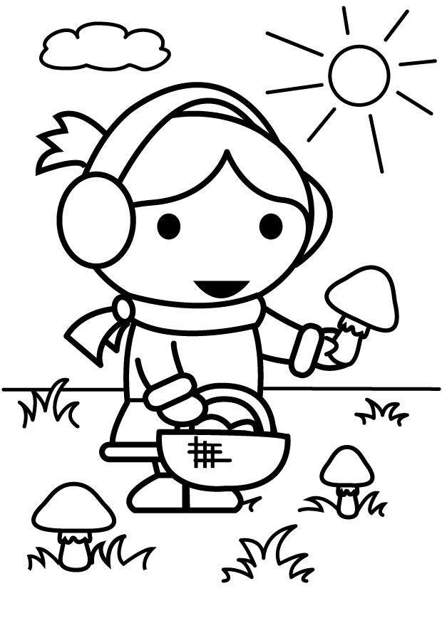 recoger champinones Dibujo para colorear recoger champinones