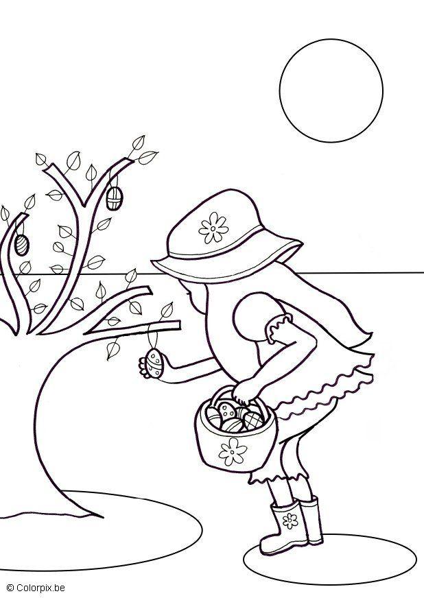 recoger huevos de chocolate Dibujo para colorear recoger huevos de chocolate
