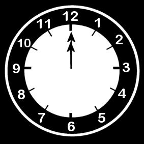 Dibujo para colorear reloj a las 12
