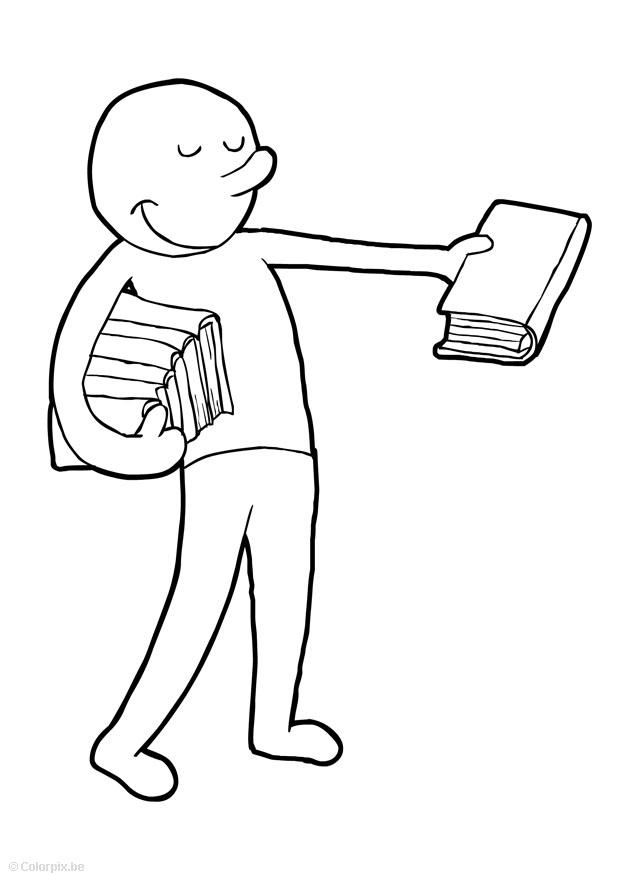 Dibujo para colorear reparto de libros
