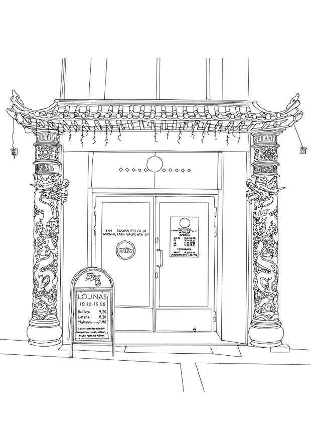 restaurante chino Dibujo para colorear restaurante chino