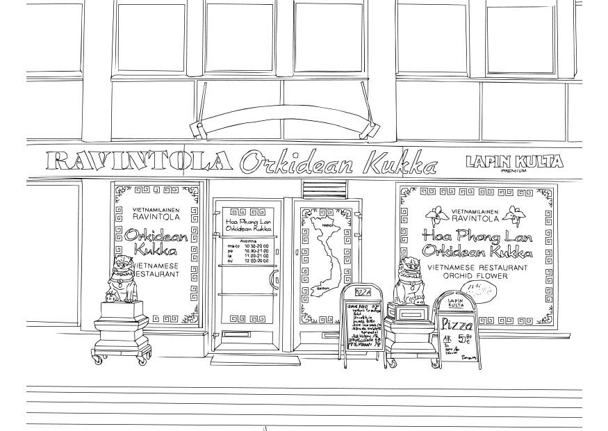 restaurante vietnamita Dibujo para colorear restaurante vietnamita