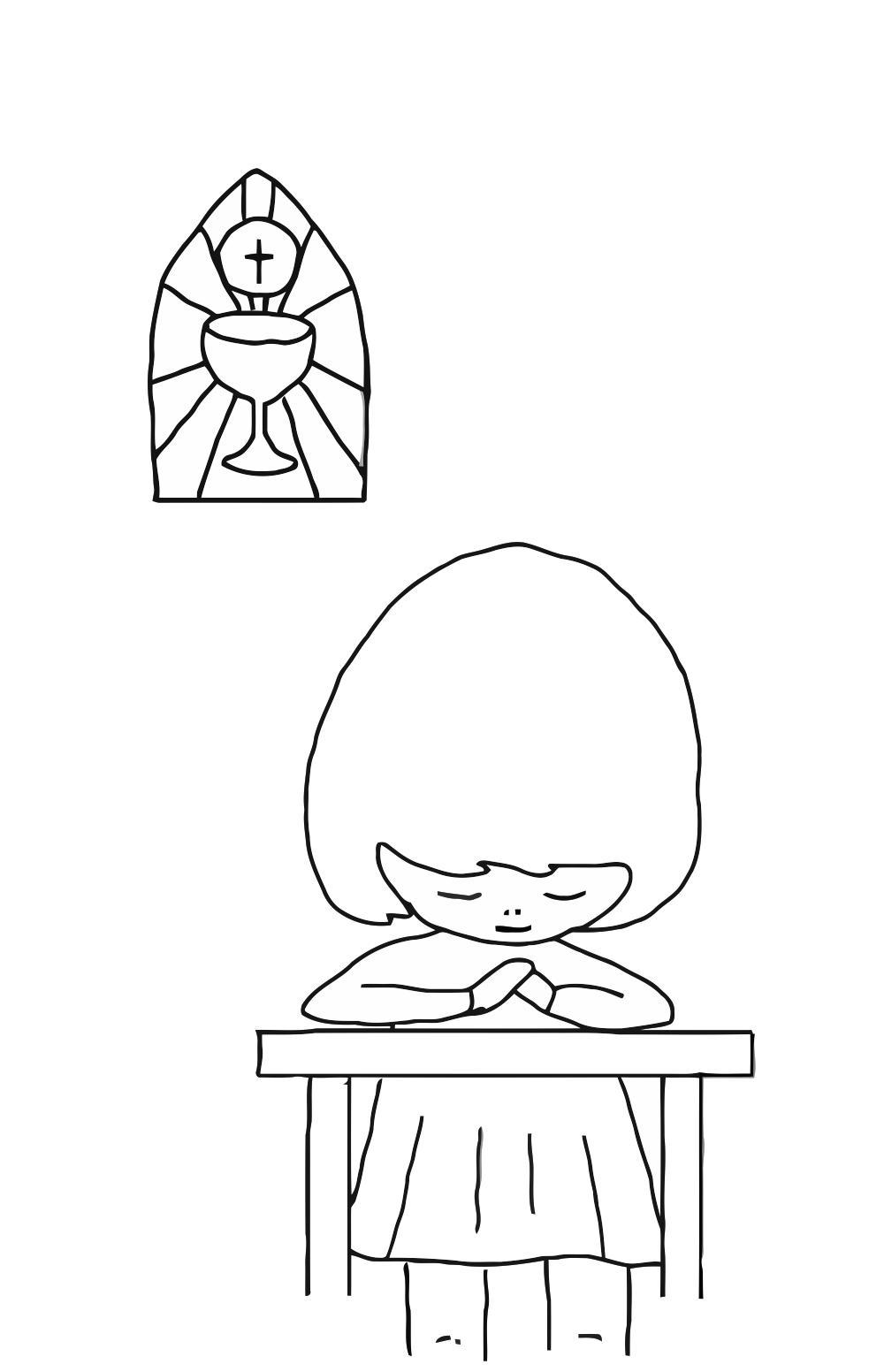 rezar Dibujo para colorear rezar