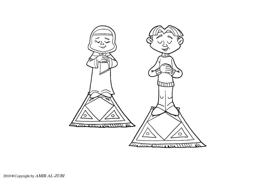 Dibujo para colorear ritual de oraciA³n - salat