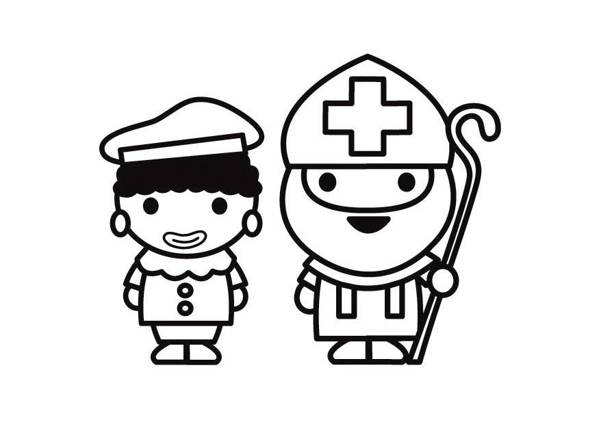 san nicolA¡s y piet Dibujo para colorear san nicolA¡s y piet