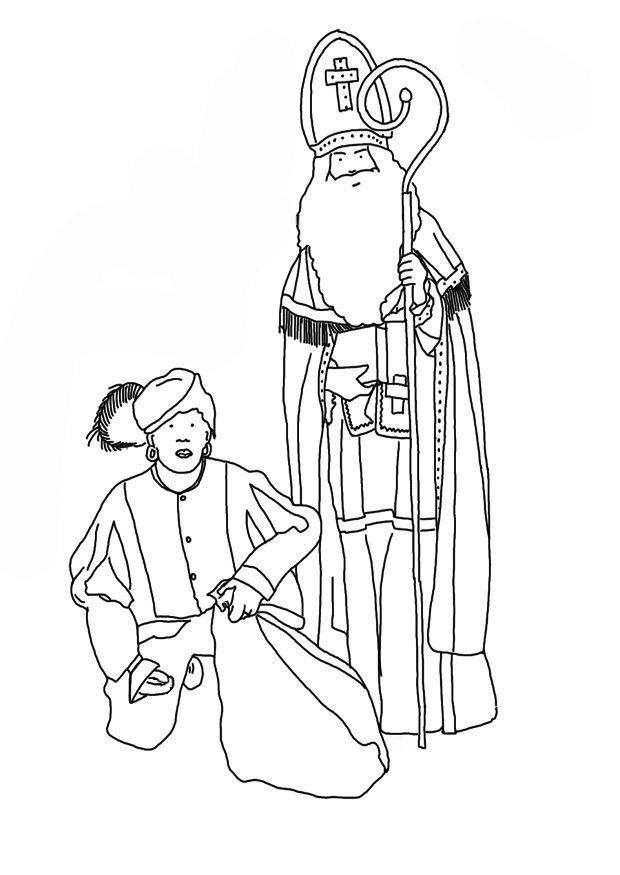 san nicolA¡s y piet Dibujo para colorear san nicolA¡s y piet