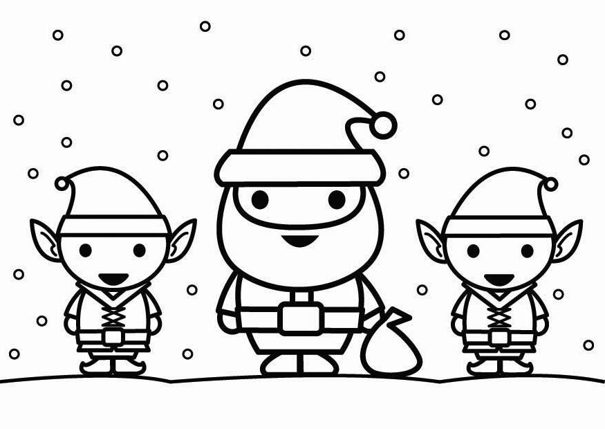 santa claus con elfos Dibujo para colorear santa claus con elfos