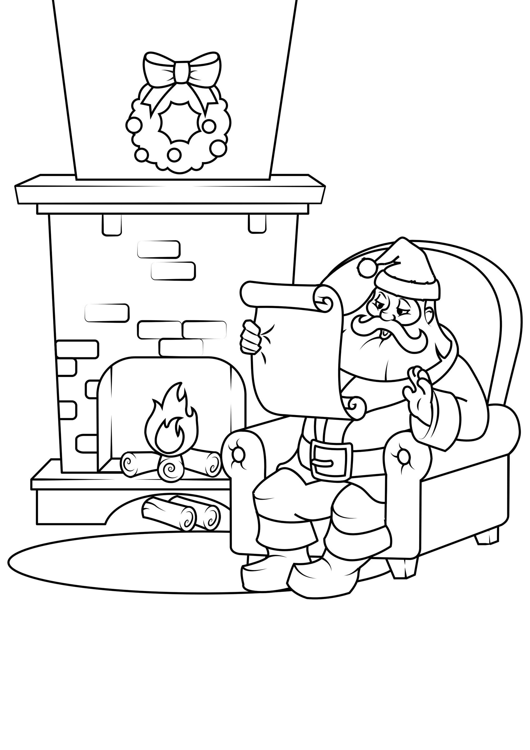 santa con marco Dibujo para colorear santa con marco