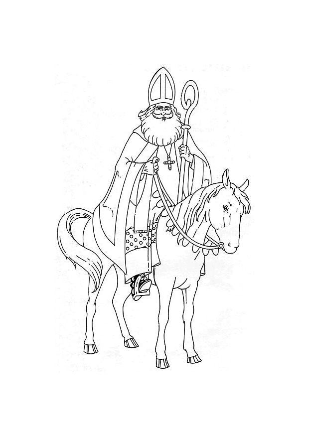 santa en su caballo Dibujo para colorear santa en su caballo
