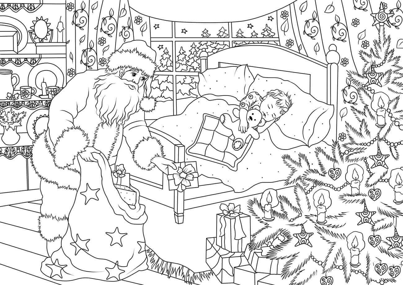 santa trae regalos Dibujo para colorear santa trae regalos