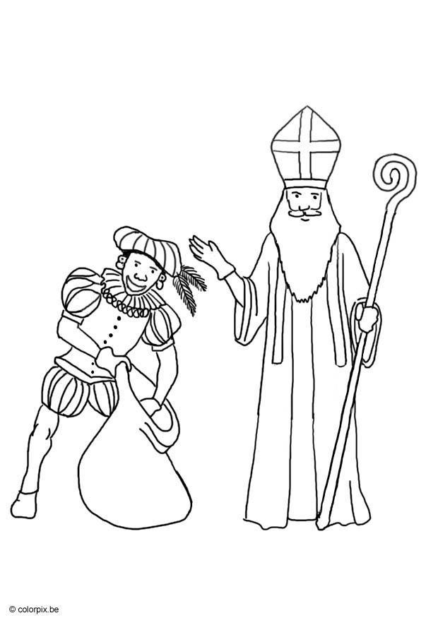 santa y piet Dibujo para colorear santa y piet