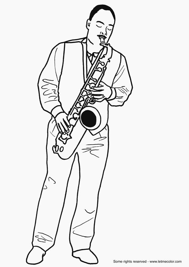 saxofonista Dibujo para colorear saxofonista