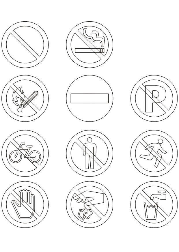 Dibujo para colorear senales de prohibiciA³n