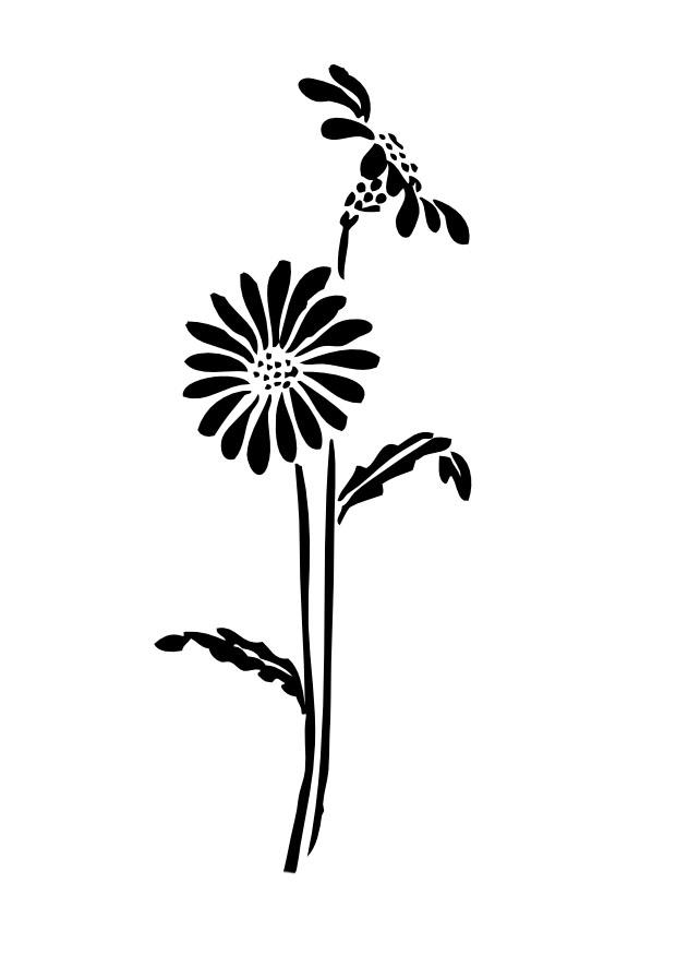 Dibujo para colorear silueta de flores