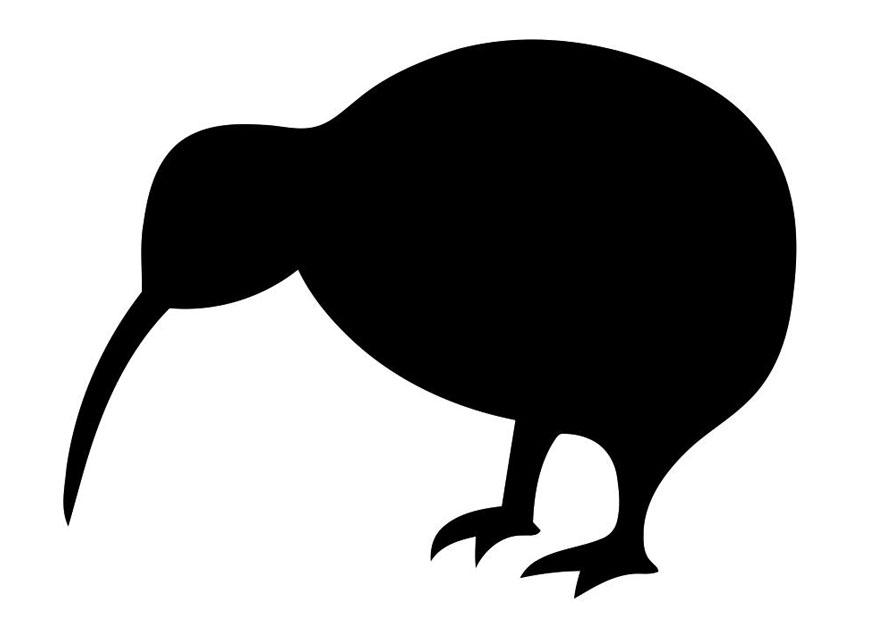 Dibujo para colorear silueta de pA¡jaro - kiwi