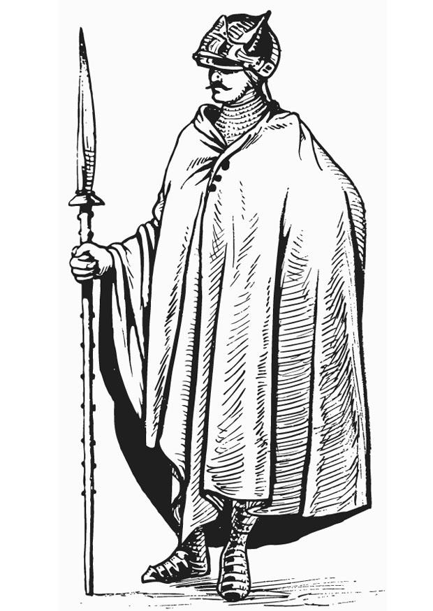 Dibujo para colorear soldado con capa