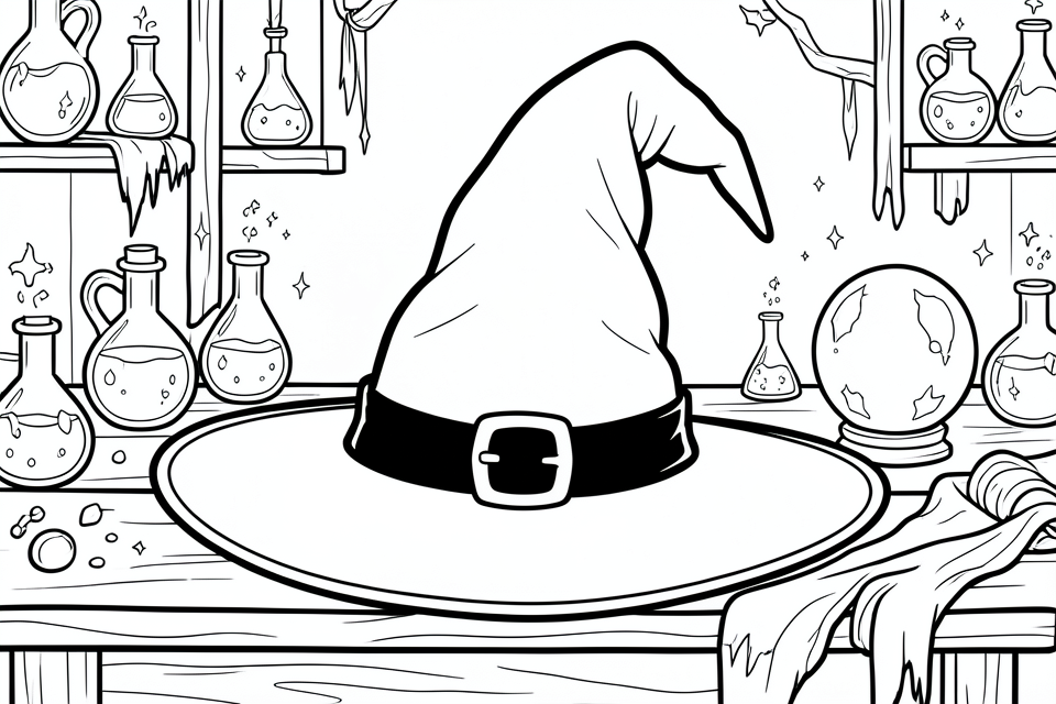 sombrero de bruja Dibujo para colorear sombrero de bruja