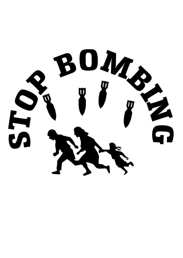 stop a los bombardeos Dibujo para colorear stop a los bombardeos