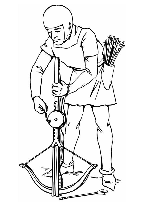 tensar la ballesta Dibujo para colorear tensar la ballesta