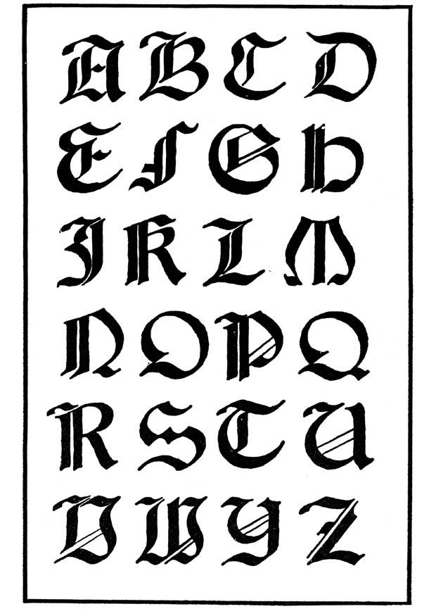 tipo de letra gA³tica italiana Dibujo para colorear tipo de letra gA³tica italiana