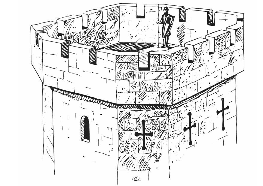 Dibujo para colorear torre de castillo