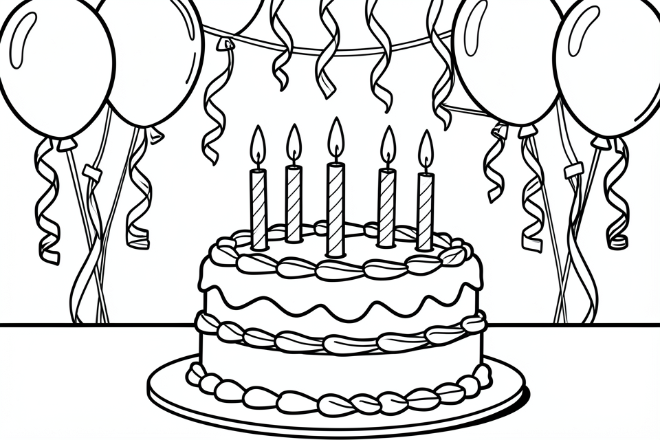 torta de cumpleanos Dibujo para colorear torta de cumpleanos