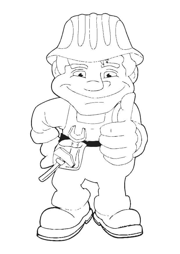Dibujo para colorear trabajador de la construcciA³n