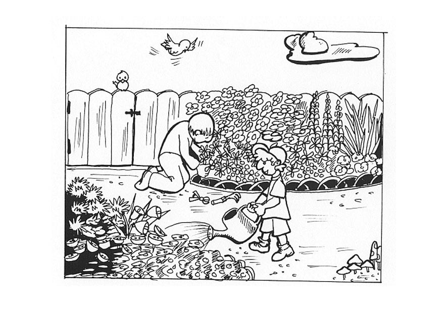 trabajando en el jardAn Dibujo para colorear trabajando en el jardAn