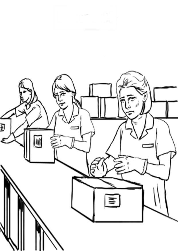 Dibujo para colorear trabajo en cadena