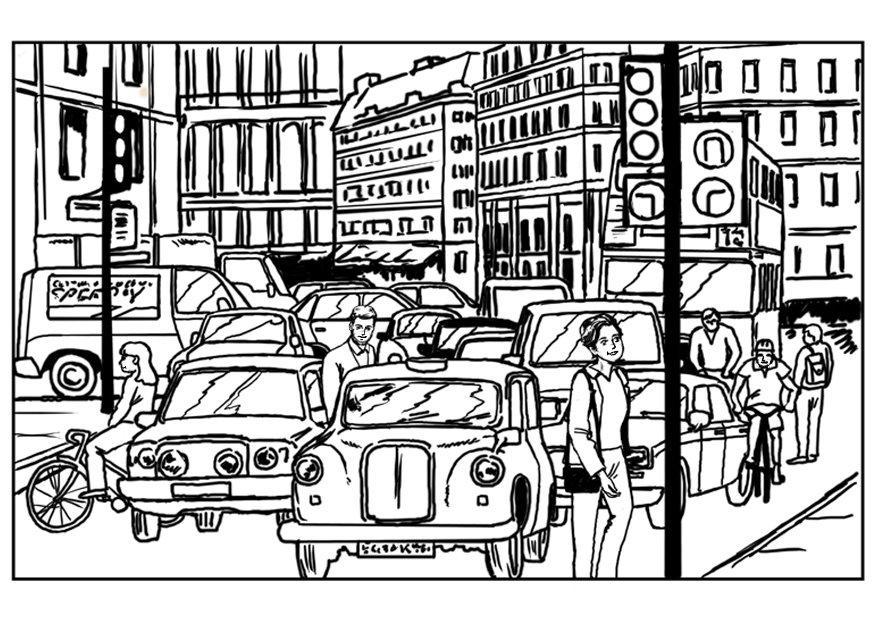 Dibujo para colorear trA¡fico en la ciudad