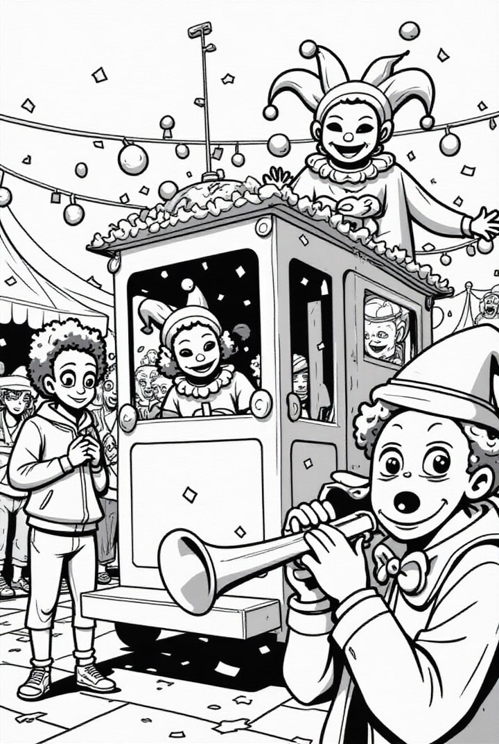 tren de carnaval Dibujo para colorear tren de carnaval