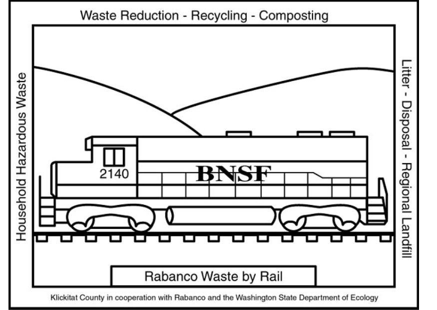 Dibujo para colorear tren de residuos