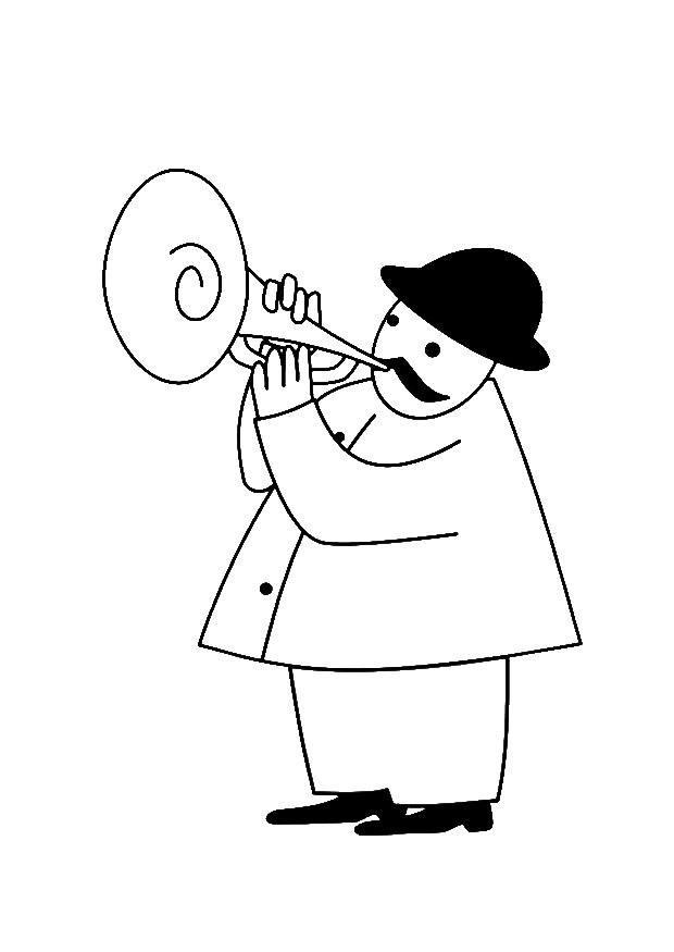 trompetista Dibujo para colorear trompetista