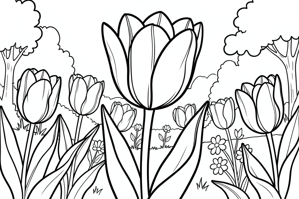 tulipanes Dibujo para colorear tulipanes