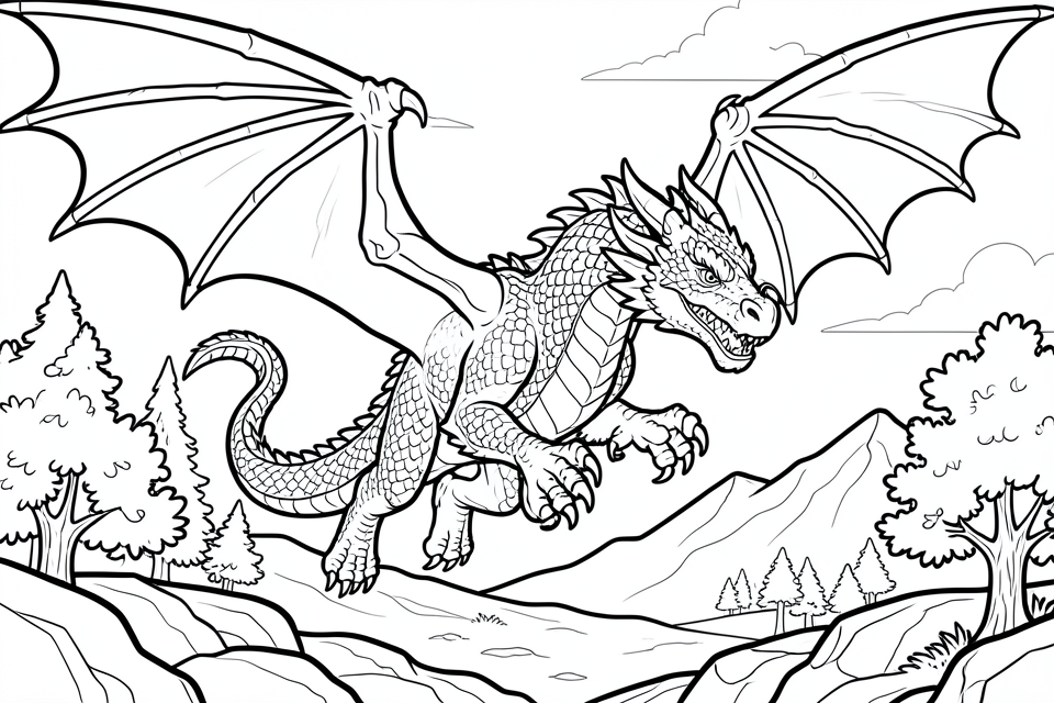 Dibujo para colorear un dragA³n volador