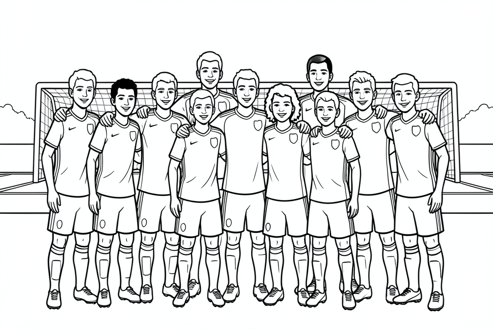 un equipo de fAºtbol Dibujo para colorear un equipo de fAºtbol