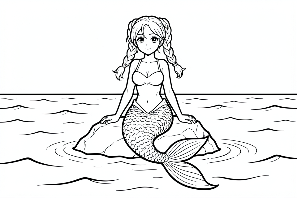 una sirena Dibujo para colorear una sirena