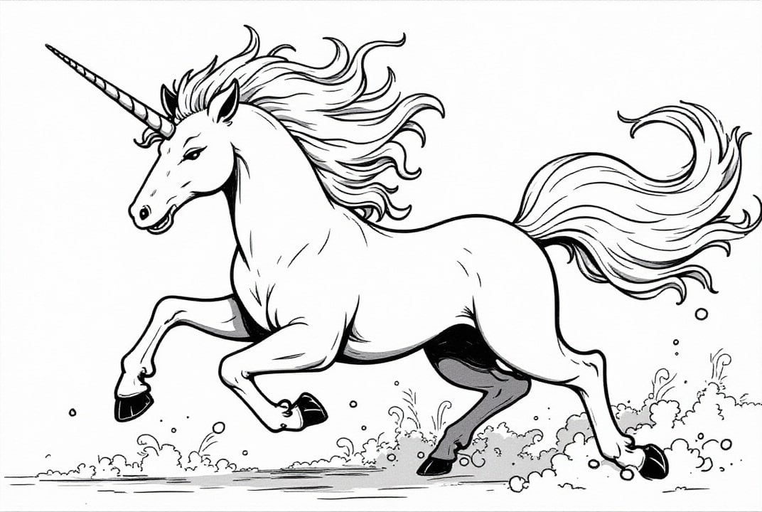 unicornio al galope Dibujo para colorear unicornio al galope