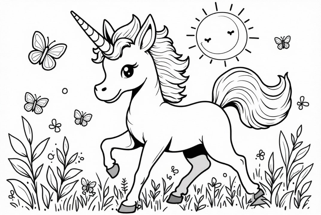 unicornio con mariposas Dibujo para colorear unicornio con mariposas