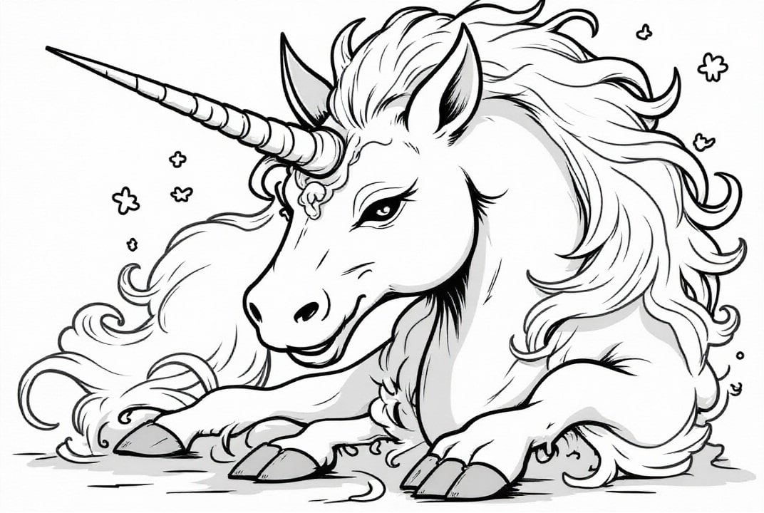 unicornio descansando Dibujo para colorear unicornio descansando