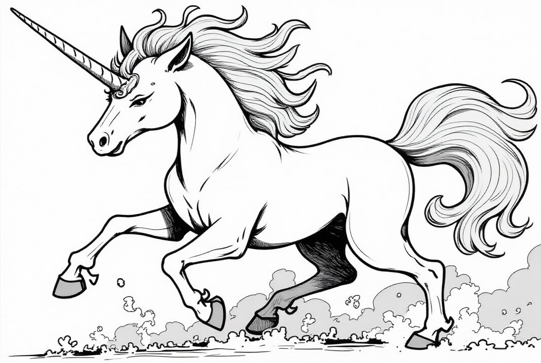 unicornio en camino Dibujo para colorear unicornio en camino